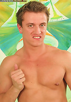 Alex shows off chiseled abs while he gets his cock hard.