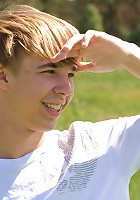 Tommy Boy shows his slender flexible body on the nature and jerking off his strong dick